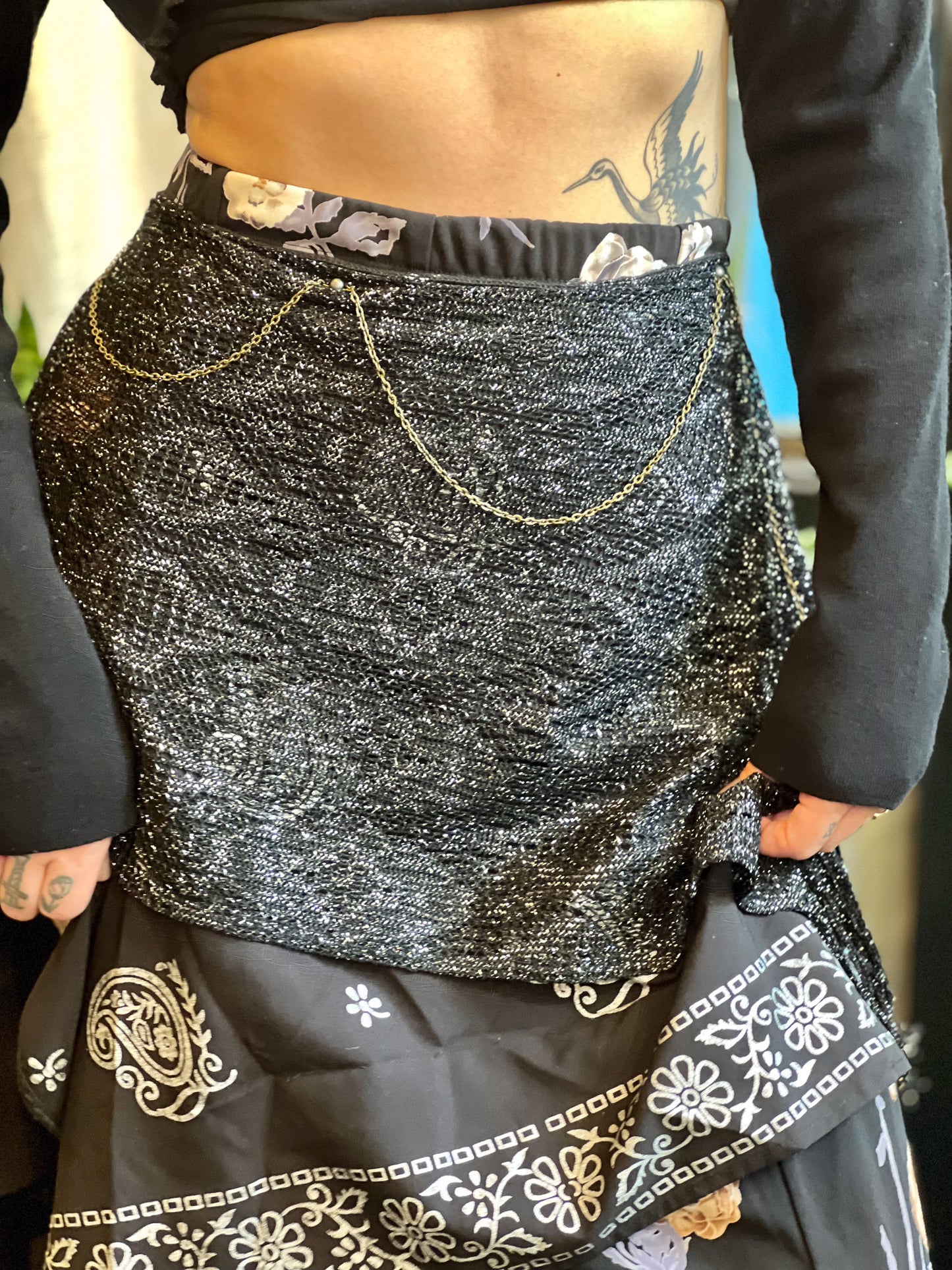 Layered & Chained Dark Goddess Maxi Skirt
