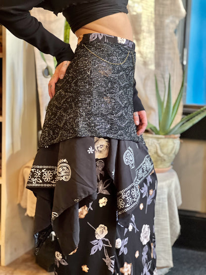 Layered & Chained Dark Goddess Maxi Skirt