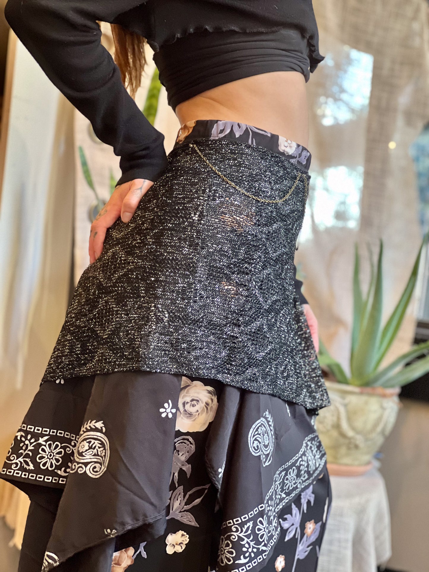 Layered & Chained Dark Goddess Maxi Skirt