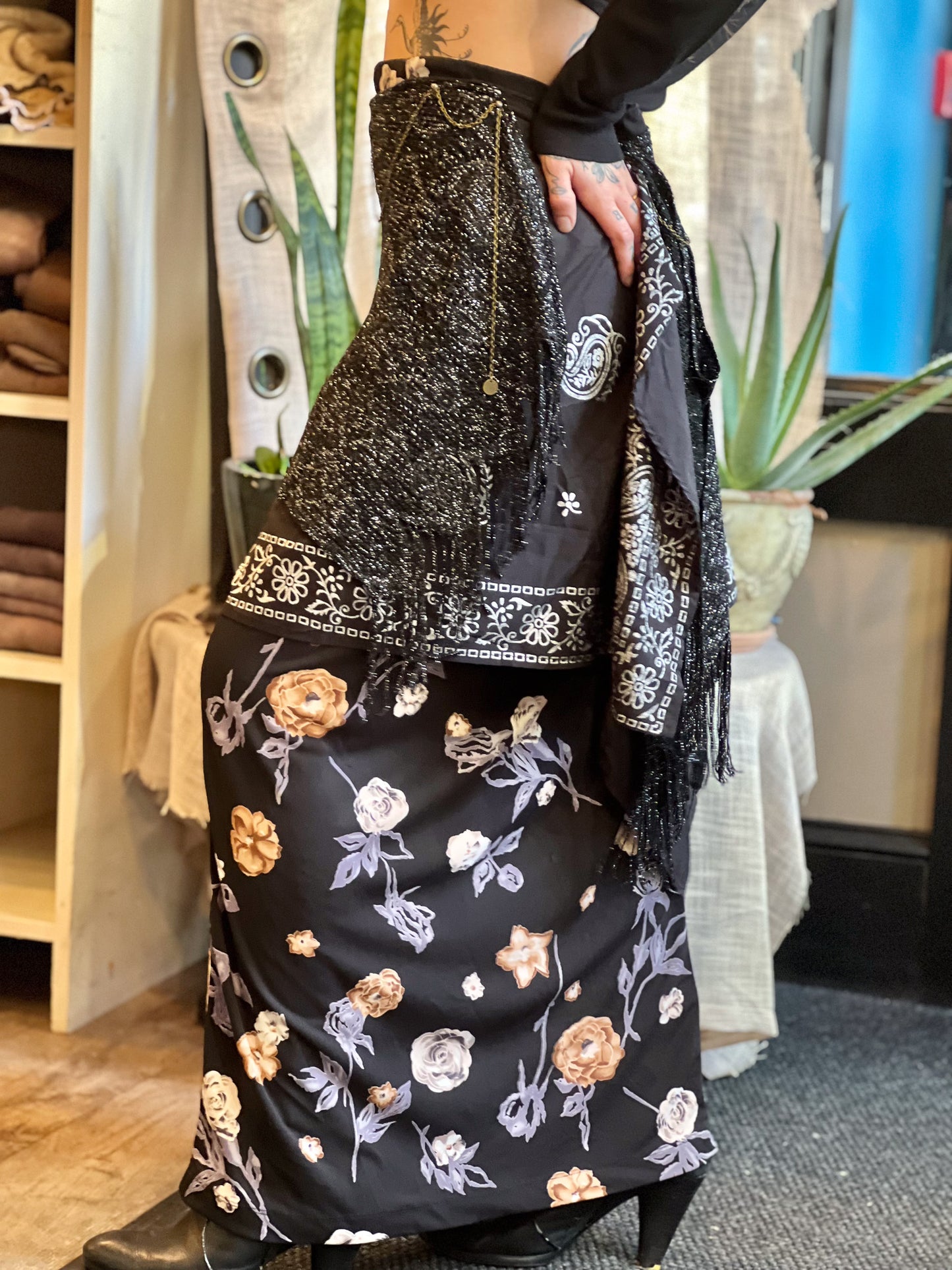 Layered & Chained Dark Goddess Maxi Skirt