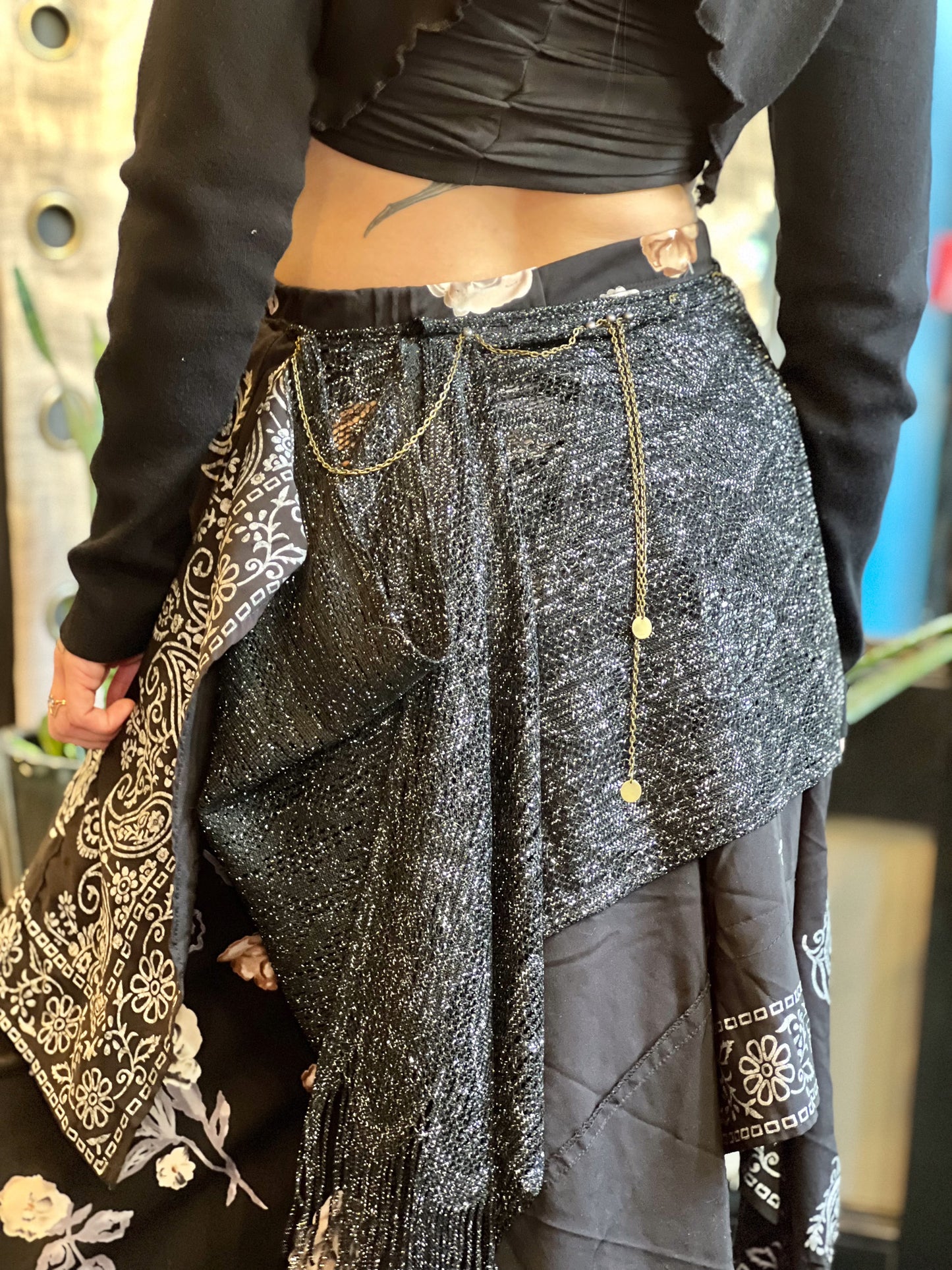 Layered & Chained Dark Goddess Maxi Skirt