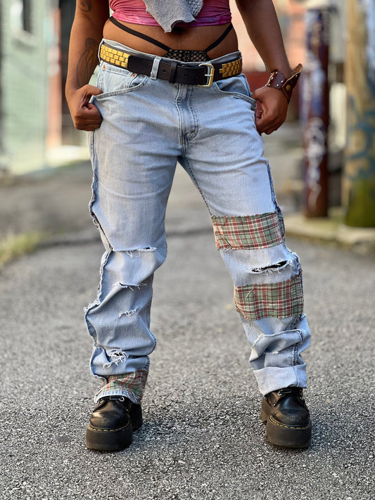 Plaid Patch Pants