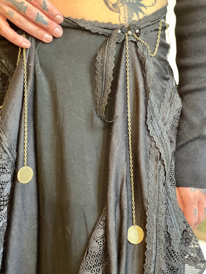 Black Lace & Chain Dark Goddess Skirt