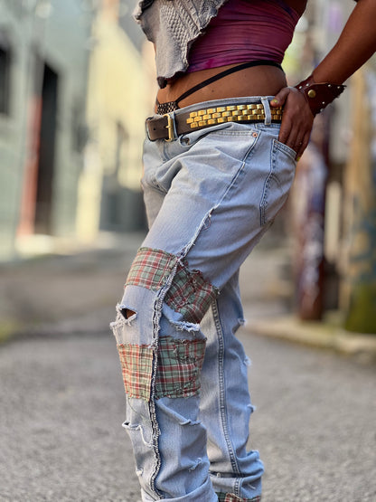 Plaid Patch Pants