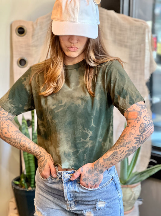 Dark Moss Dyed 100% Cotton T-shirt