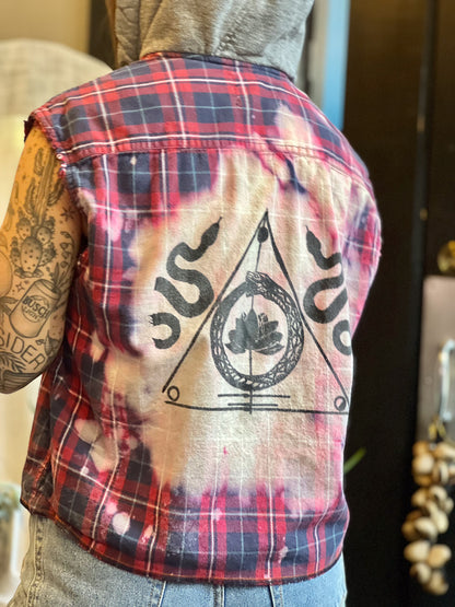 Hooded Red Plaid Sigil Button Up