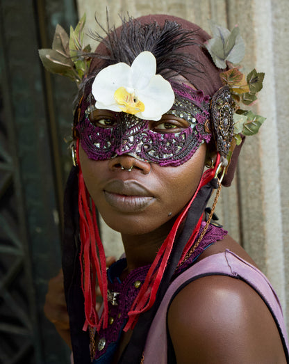 Masquerade Mask with Violets &amp; Orchids (One Size)