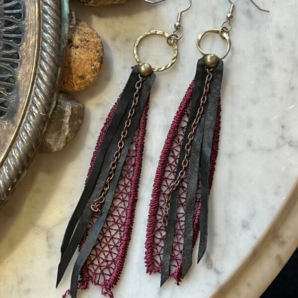 Leather and Lace Earrings