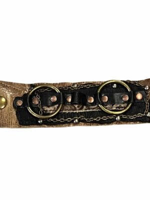 Brown leather wrist armor cuff